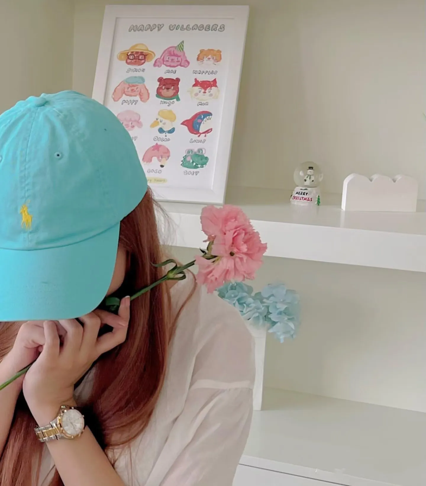 Wholesale Ice Blue Baseball Cap Contrast Logo Cotton