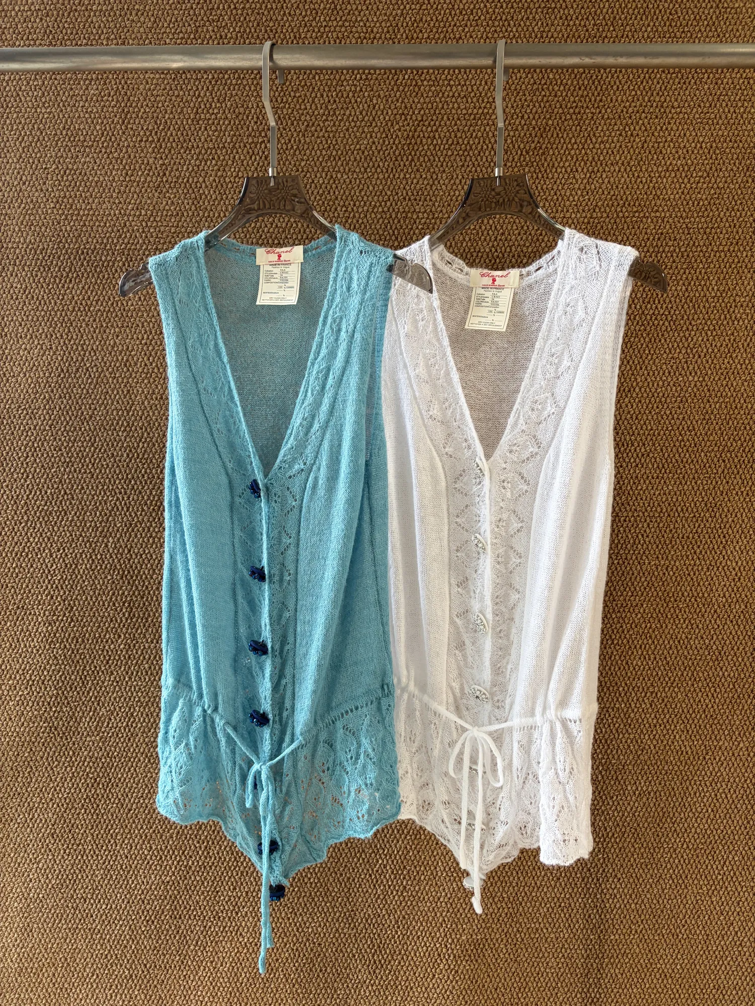 Wholesale Crochet Knit Top Sleeveless Rhinestone Wool