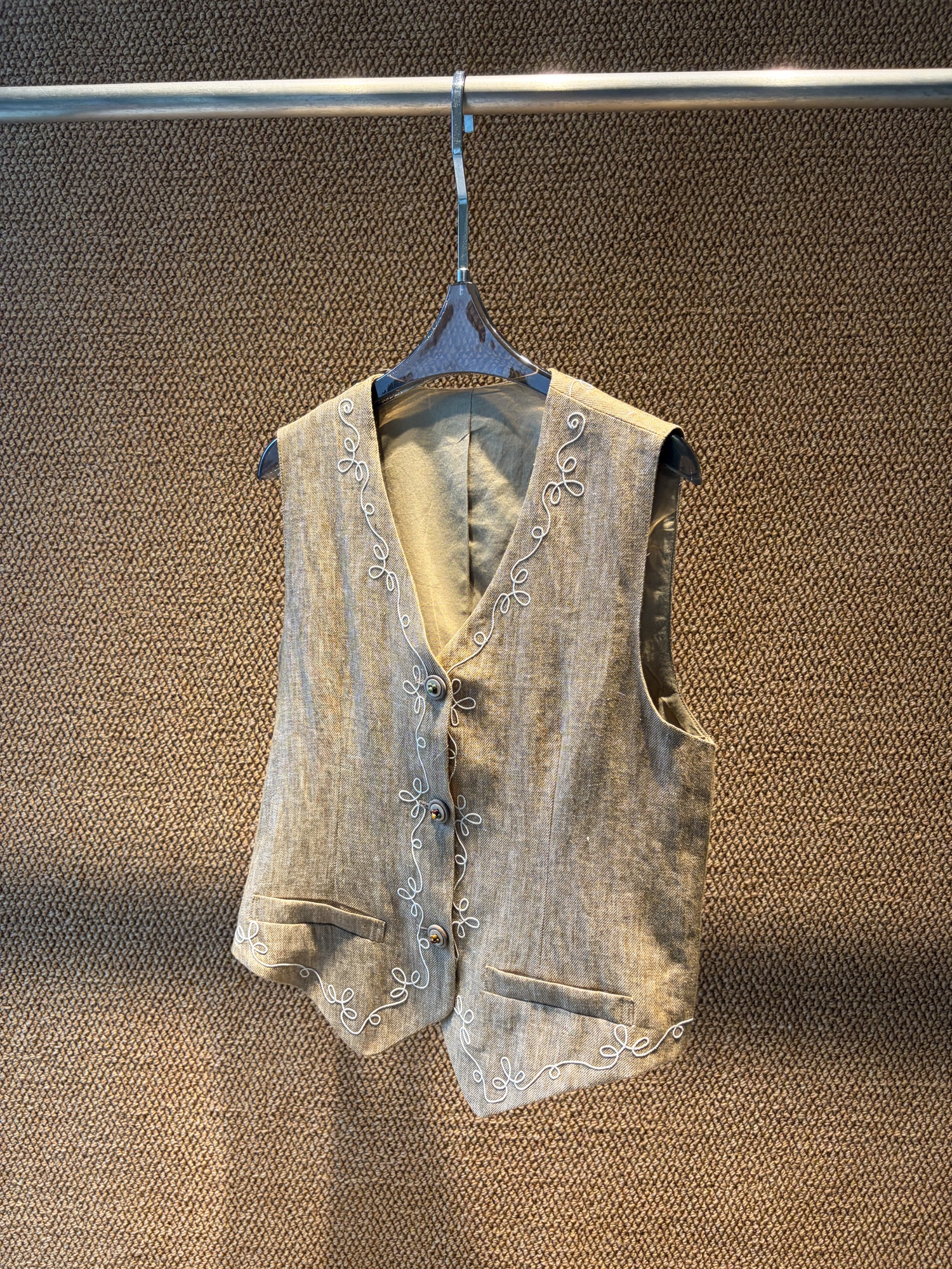 Embroidered Linen Vest Main