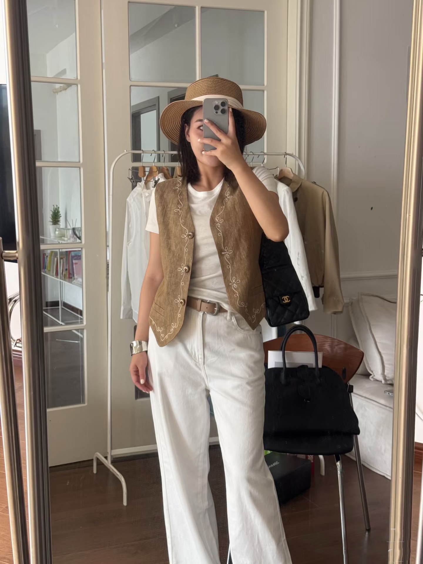 Embroidered Linen Vest Detail 1