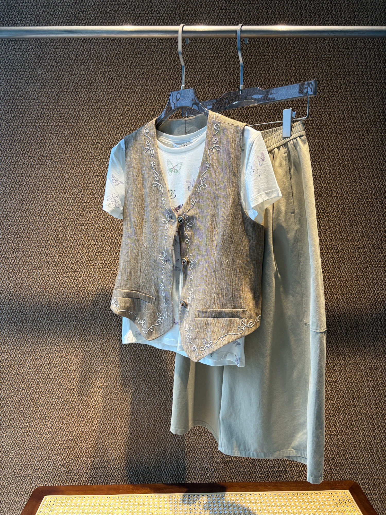 Embroidered Linen Vest Detail 2