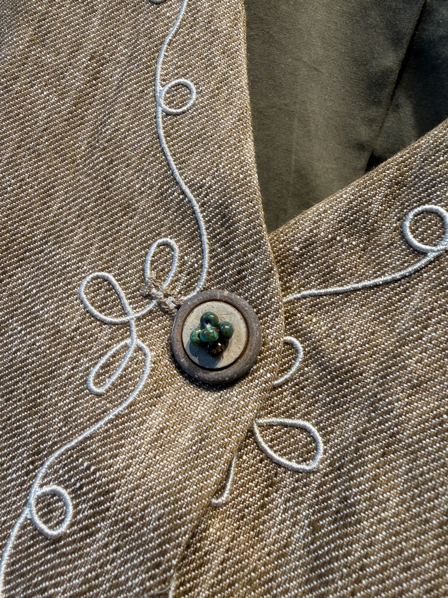 Embroidered Linen Vest Detail 3