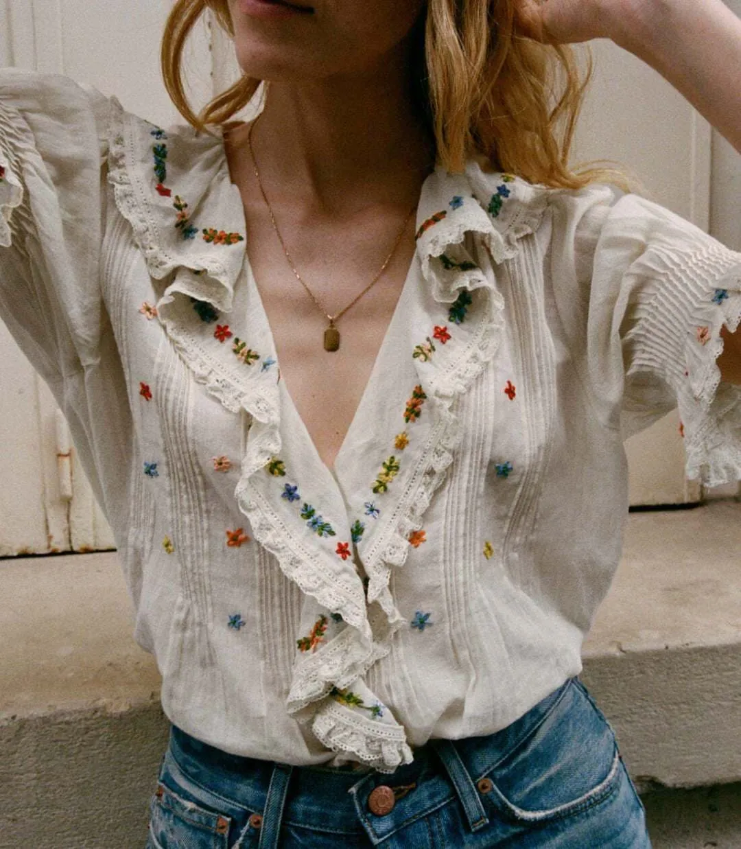 Floral Embroidered Shirt Detail 3