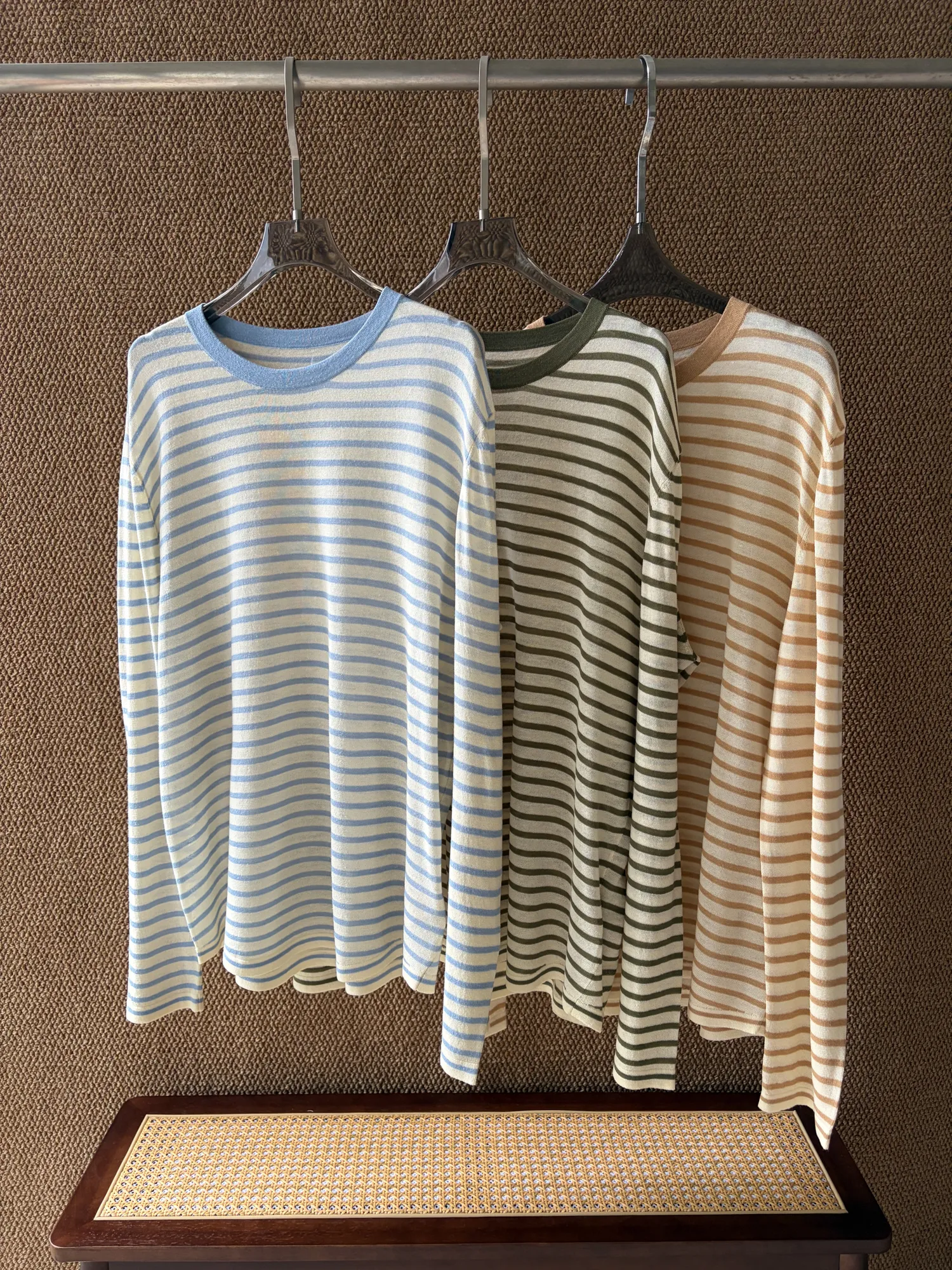 Wholesale Linen Cotton Cardigan Striped Oversized Knit