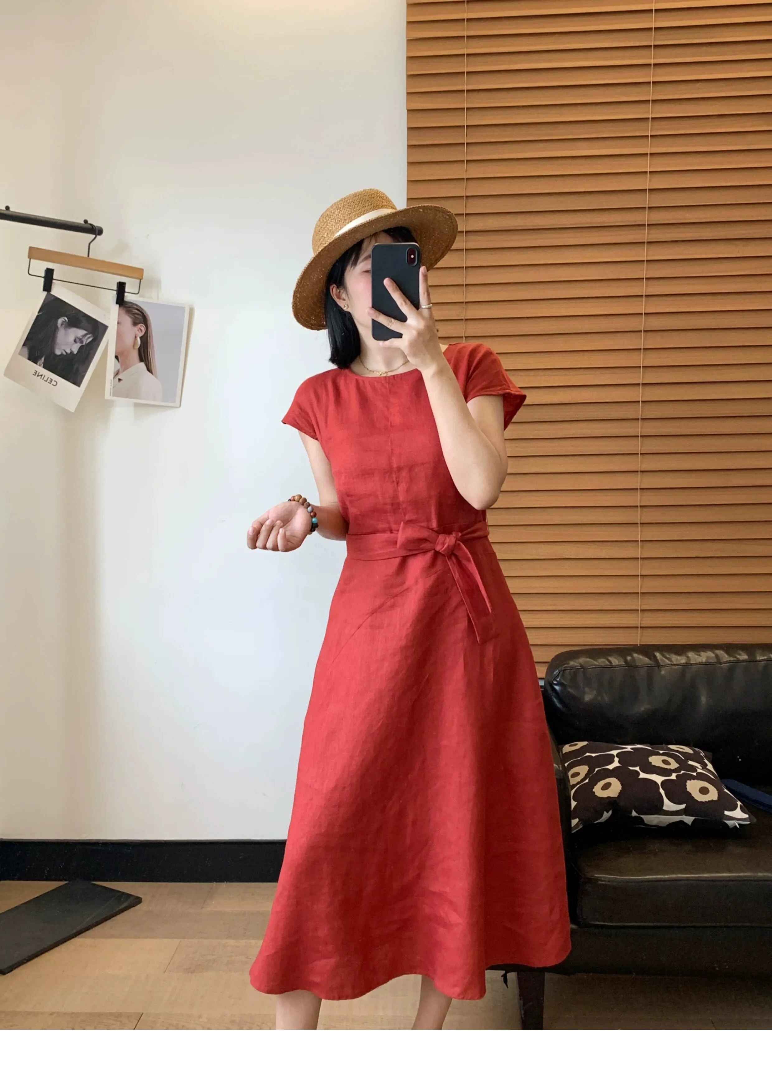 Wholesale Linen Dress Adjustable Belt Natural Fabric