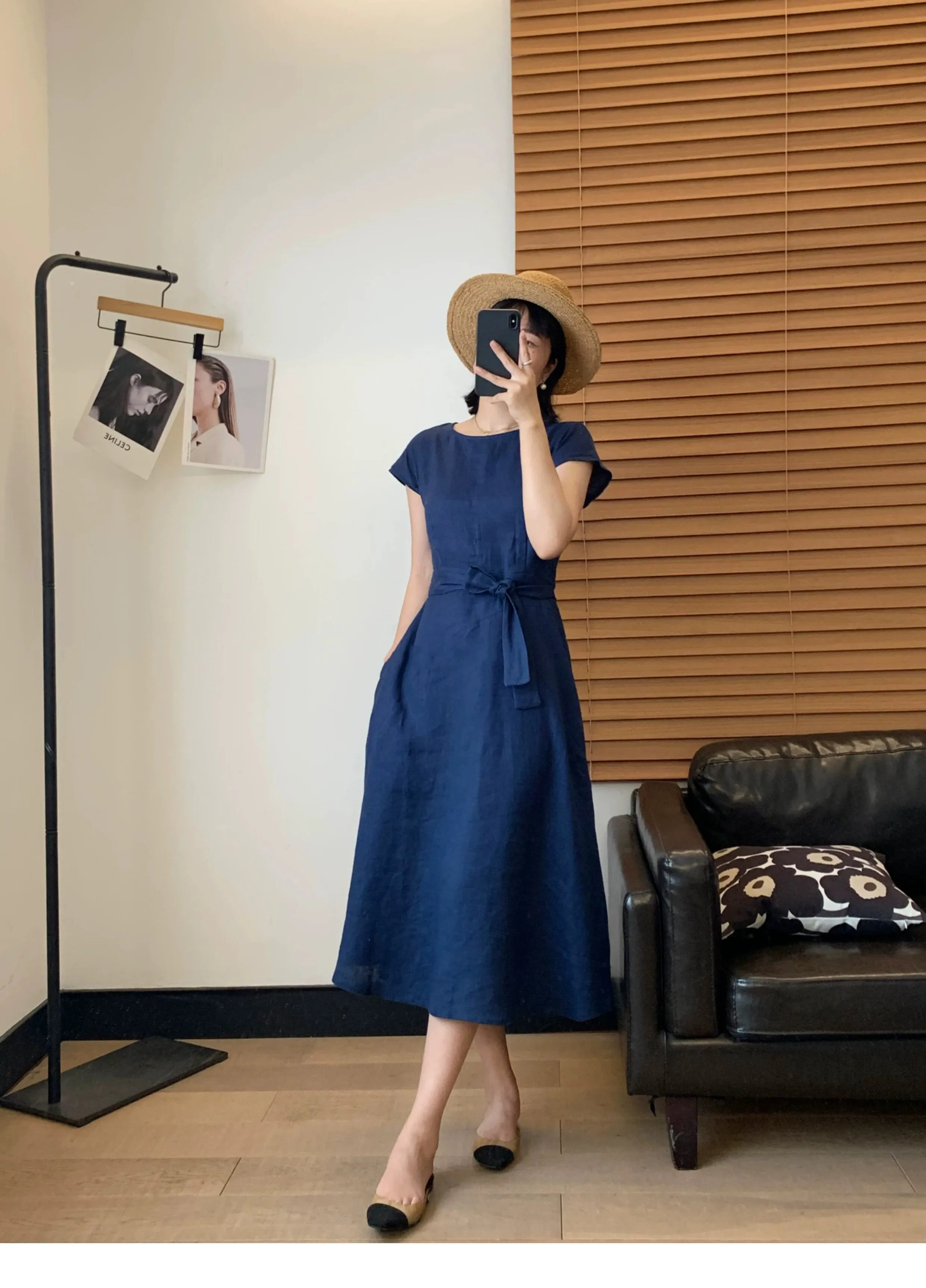 MAX*绑带亚麻连衣裙 细节图1