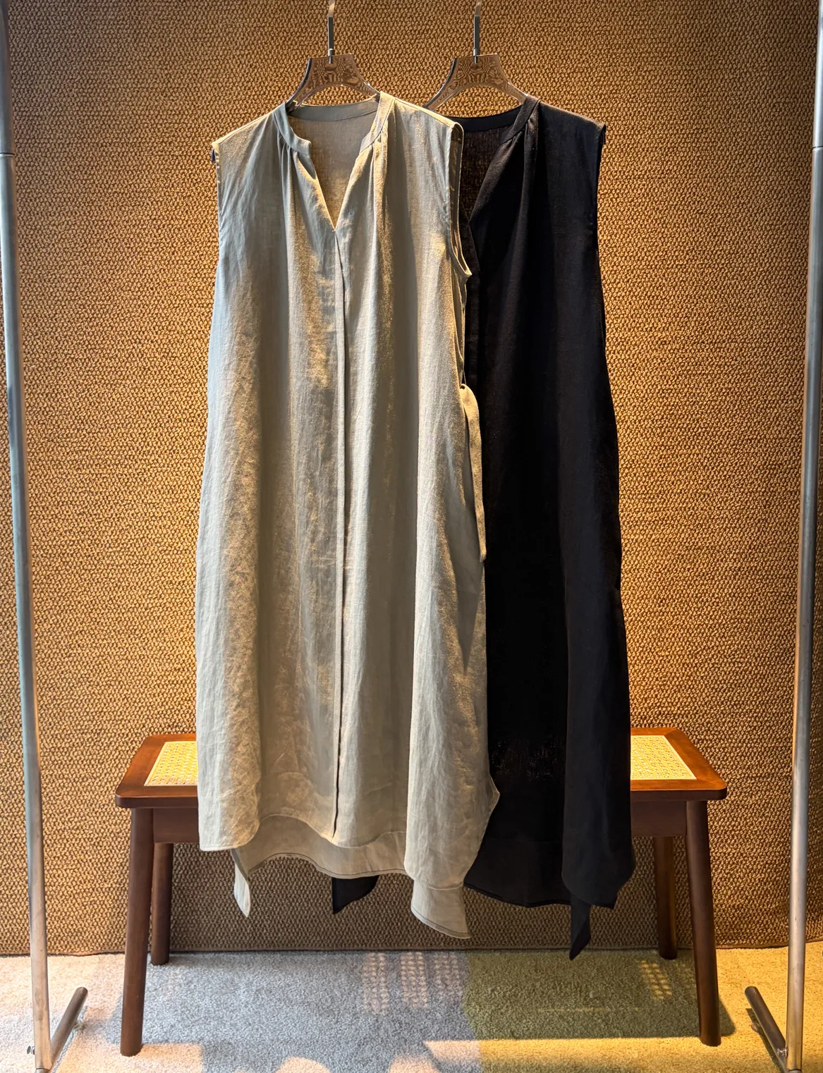 Linen Sleeveless Dress Asymmetric Hem Detail 1