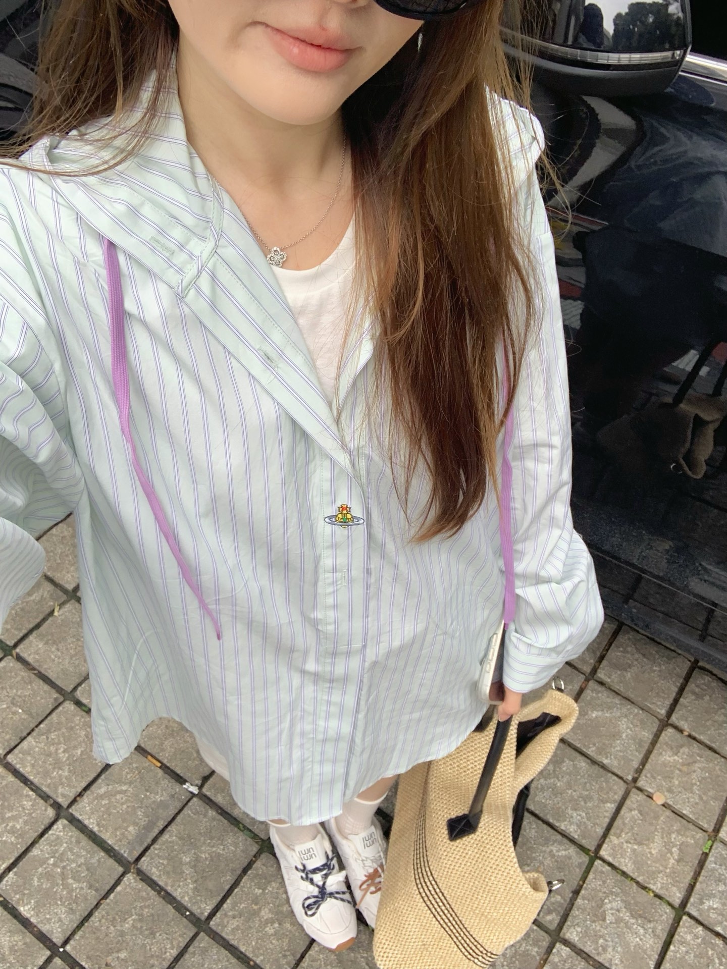 Wholesale Striped Cotton Shirt | Saturn Embroidered Detachable Hooded Top