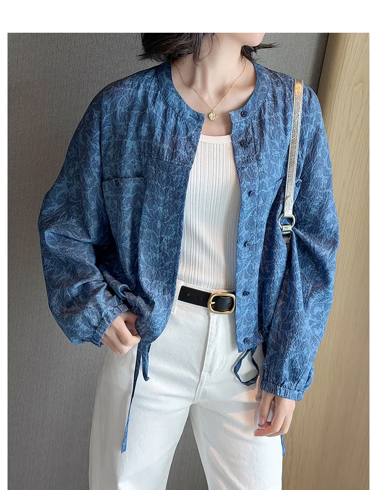 Wholesale Silk Duster Jacket Textured Weave Drawstring