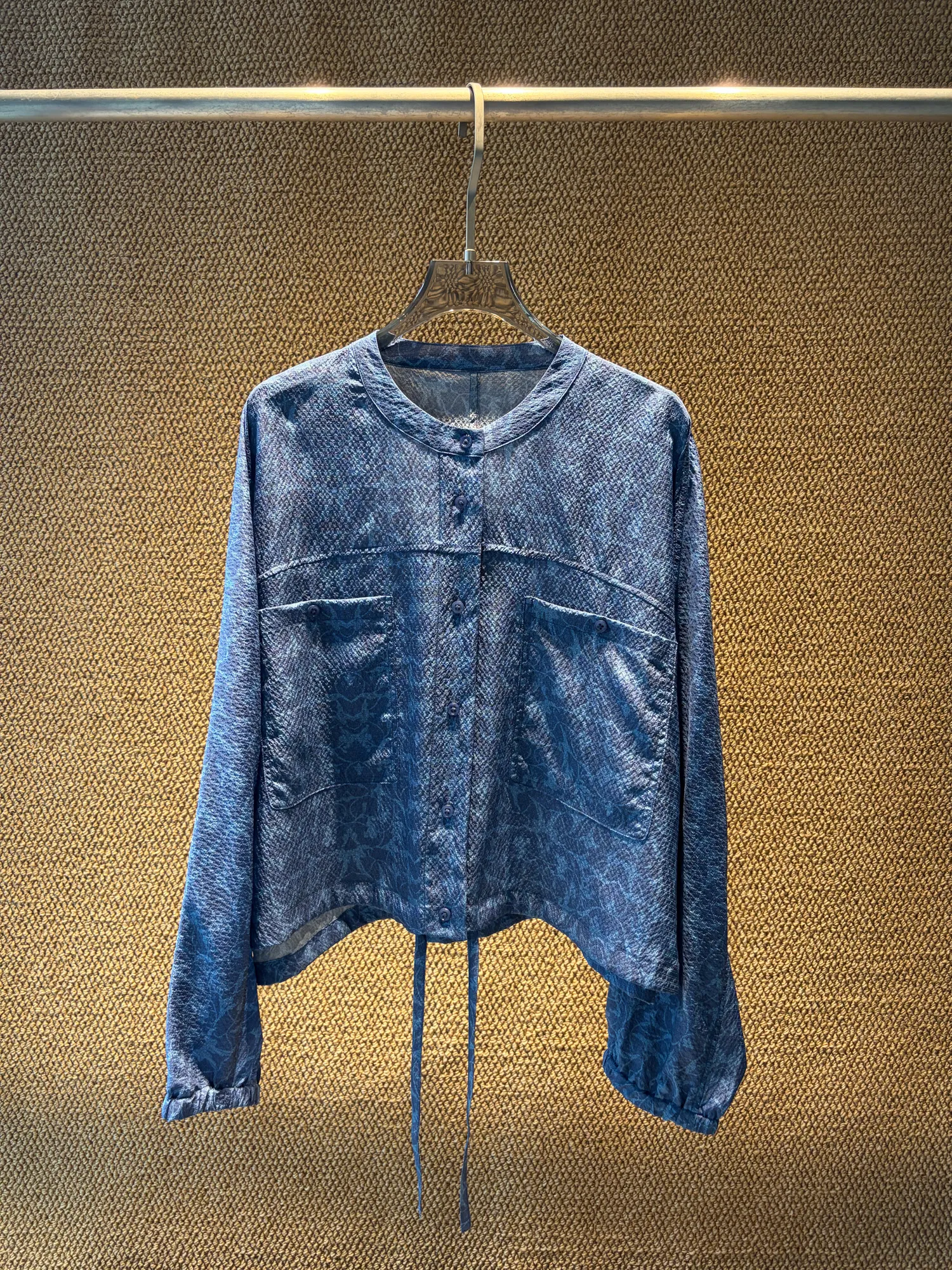 Silk Duster Jacket Textured Weave Detail 1