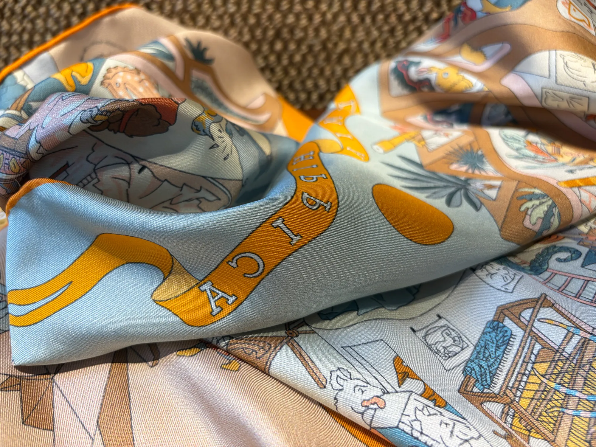 Silk Twill Square Scarf Equestrian Theme Detail 3