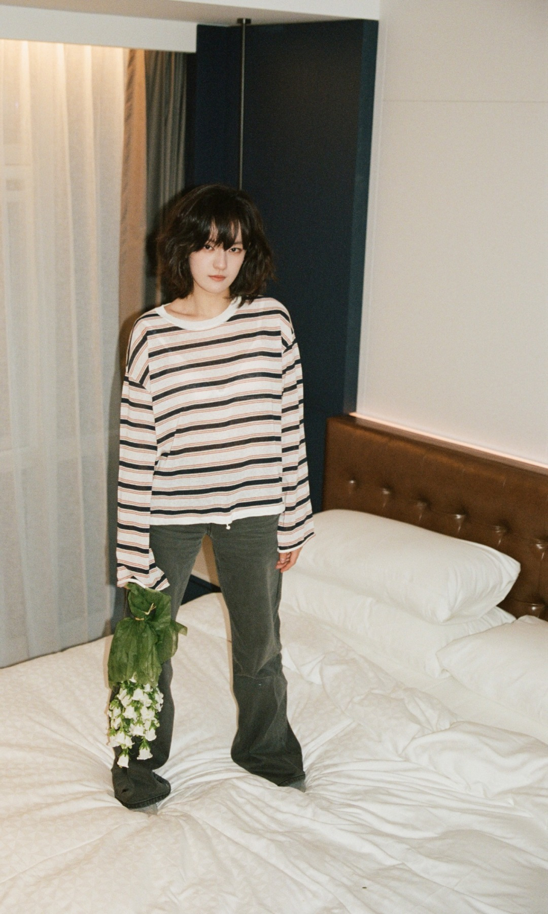 Striped Linen Knit Top Detail 1