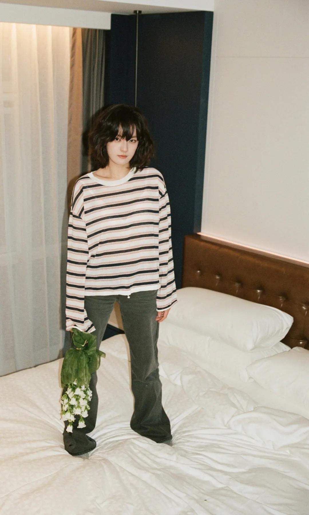 Striped Linen Knit Top Detail 1