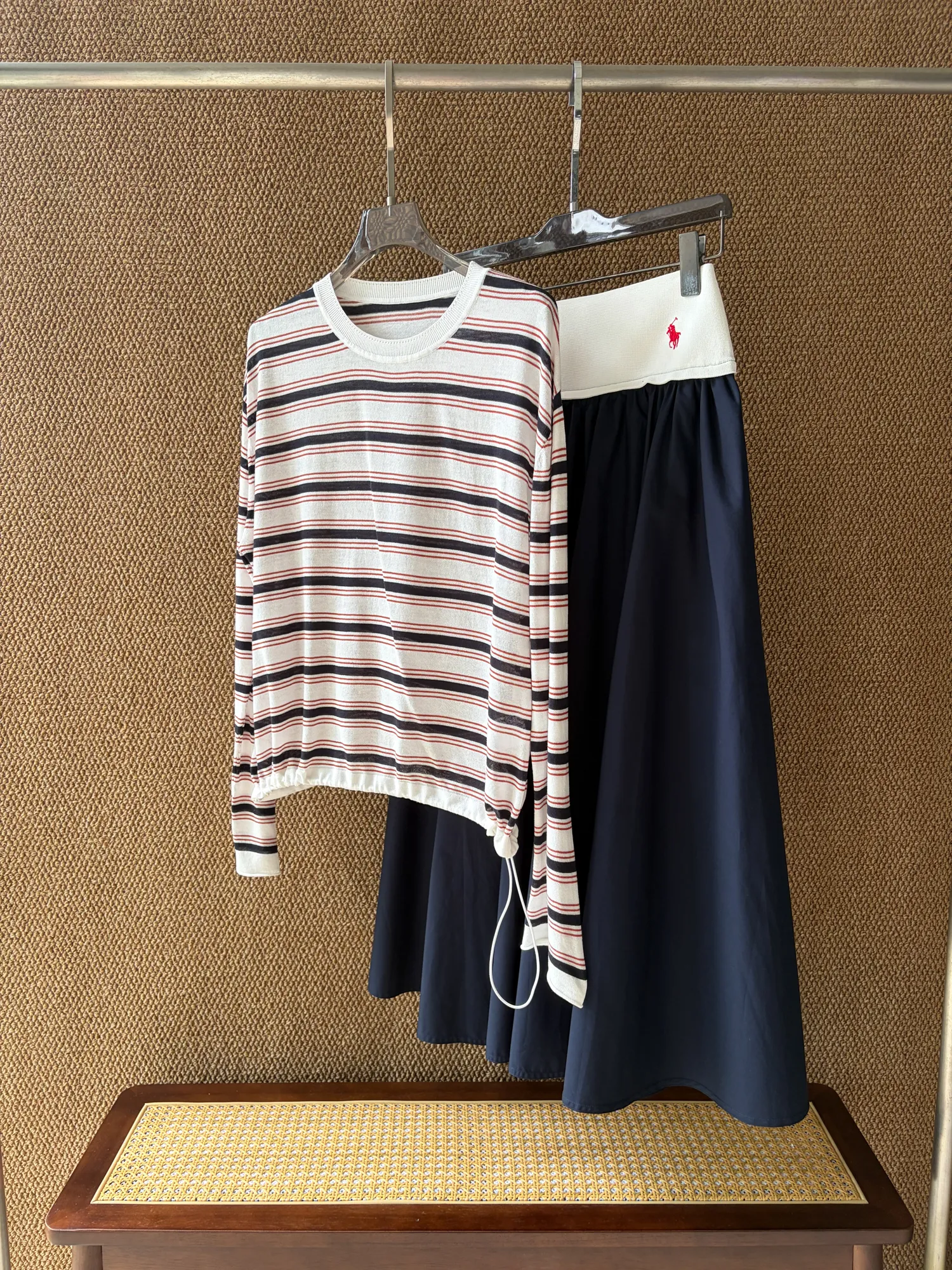 Striped Linen Knit Top Detail 2