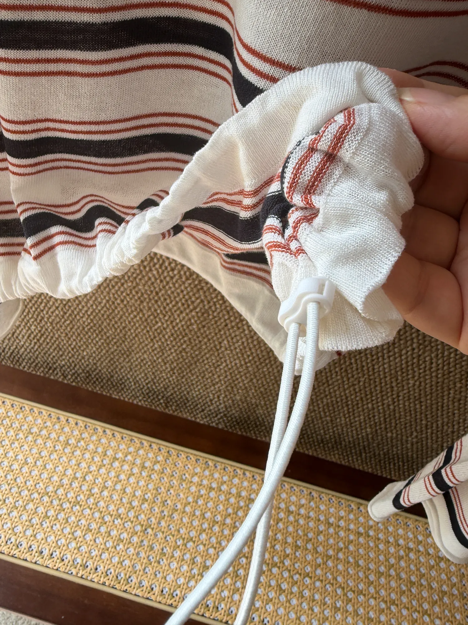 Striped Linen Knit Top Detail 3