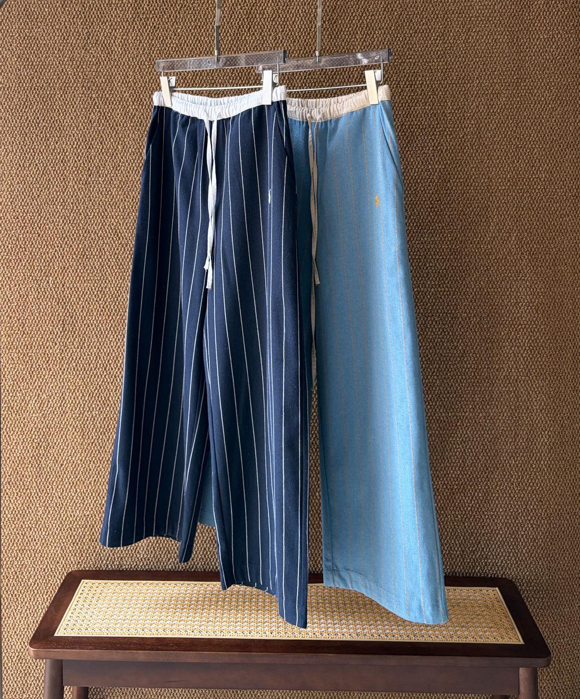 Wholesale Linen-Cotton Trousers | Vertical Stripe Wide Leg Pants