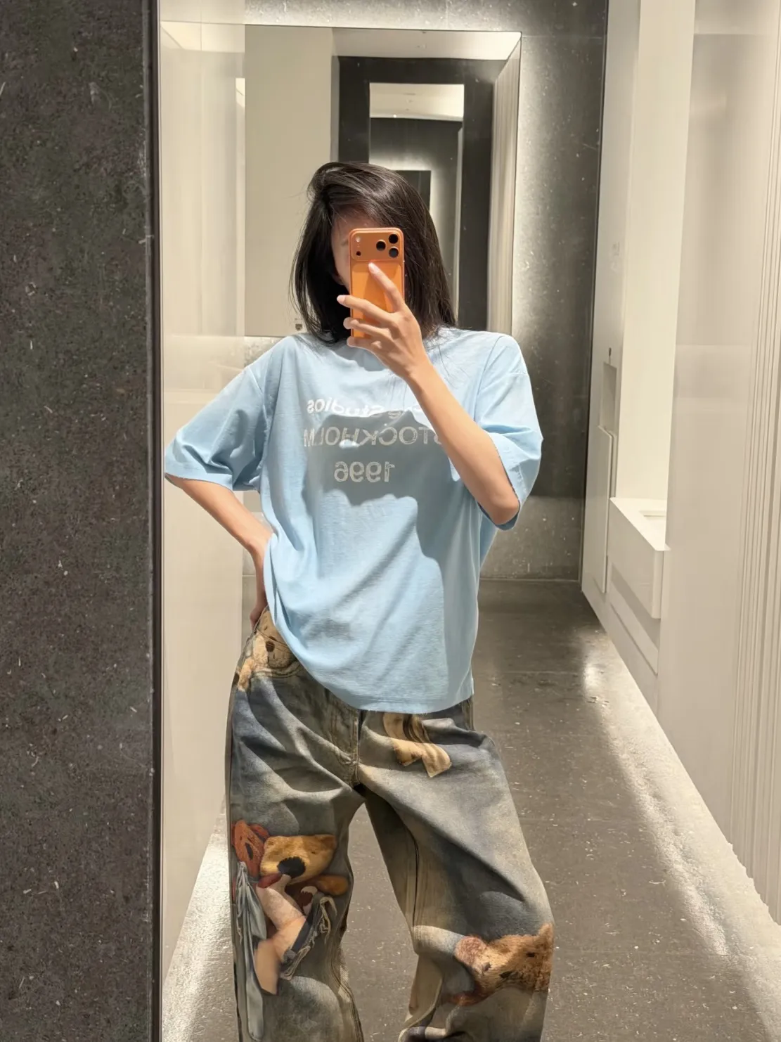 Wholesale Washed Cotton T-Shirt Vintage Letter Print