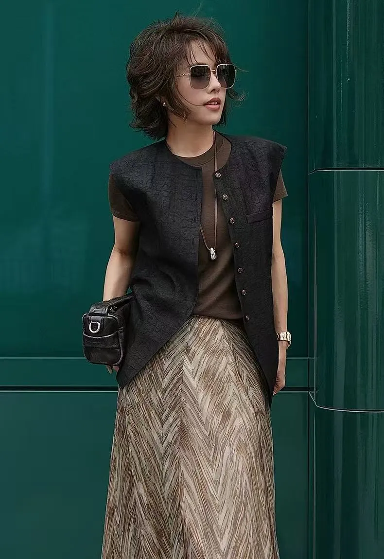 Wholesale Silk Vest Old Money Style Cool Drape Fabric